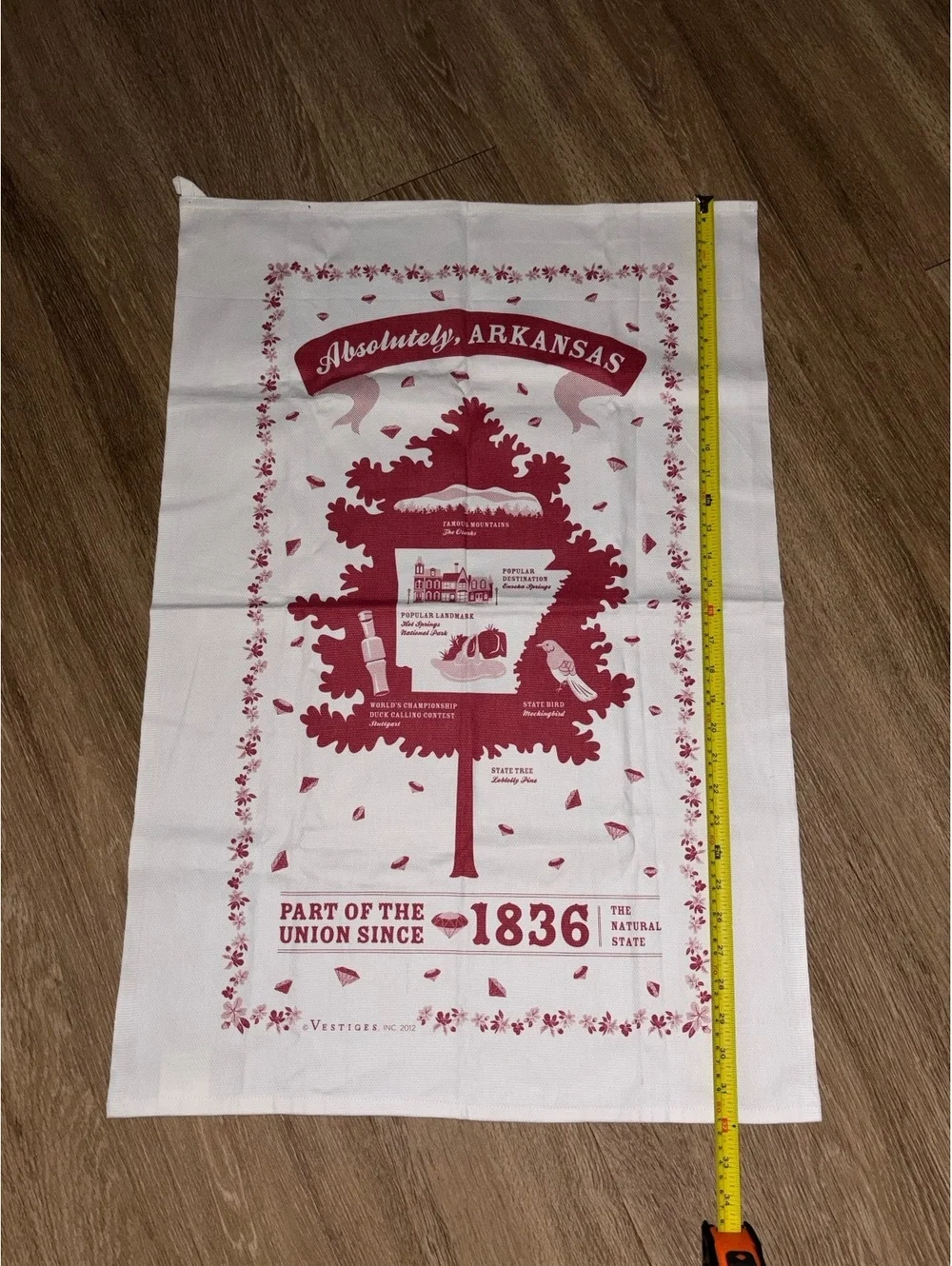NWOT Vestiges Inc Arkansas State Souvenir Tea Towel Cotton Pique Dish Cloth d8